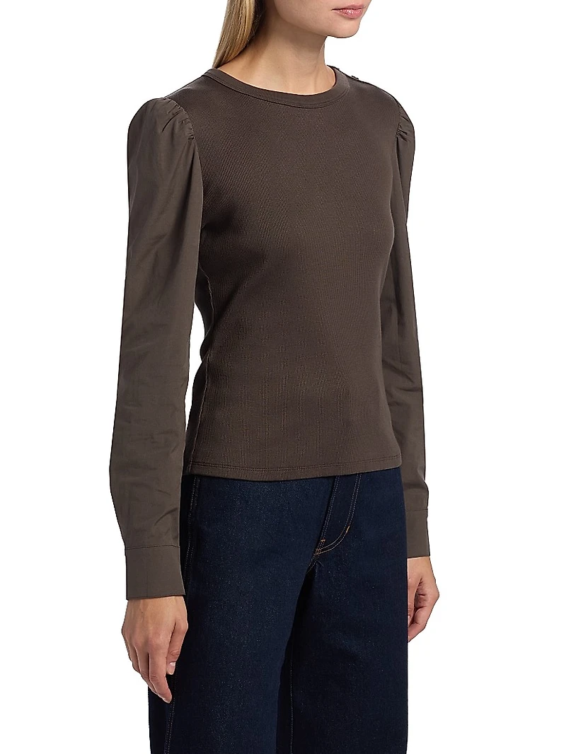 Fersia Mixed-Media Long-Sleeve Top