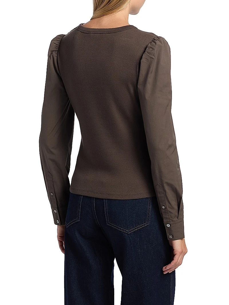 Fersia Mixed-Media Long-Sleeve Top