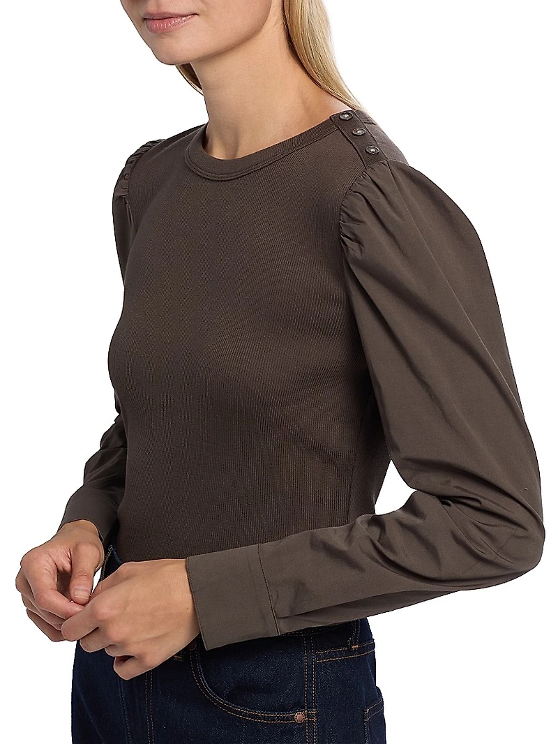 Fersia Mixed-Media Long-Sleeve Top
