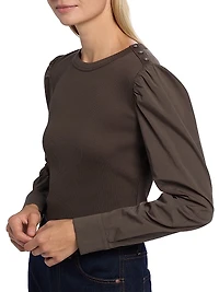 Fersia Mixed-Media Long-Sleeve Top