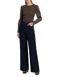 Fersia Mixed-Media Long-Sleeve Top