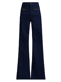 Beverly Chain-Detail High-Rise Flare Jeans