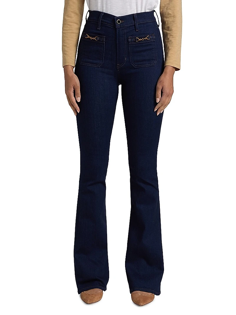 Beverly Chain-Detail High-Rise Flare Jeans