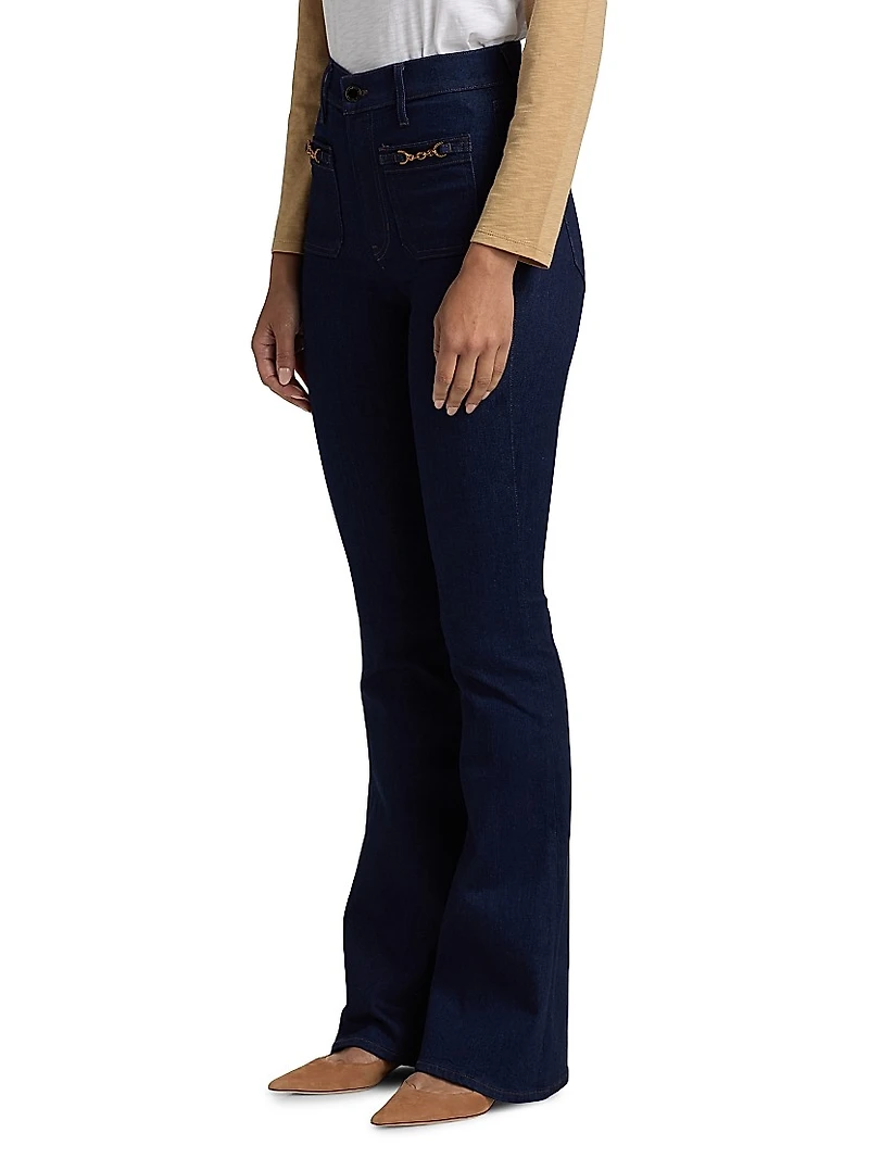 Beverly Chain-Detail High-Rise Flare Jeans
