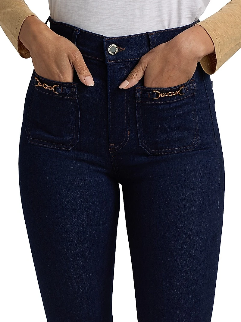Beverly Chain-Detail High-Rise Flare Jeans