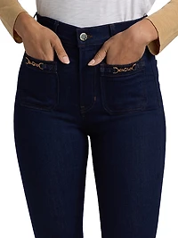 Beverly Chain-Detail High-Rise Flare Jeans