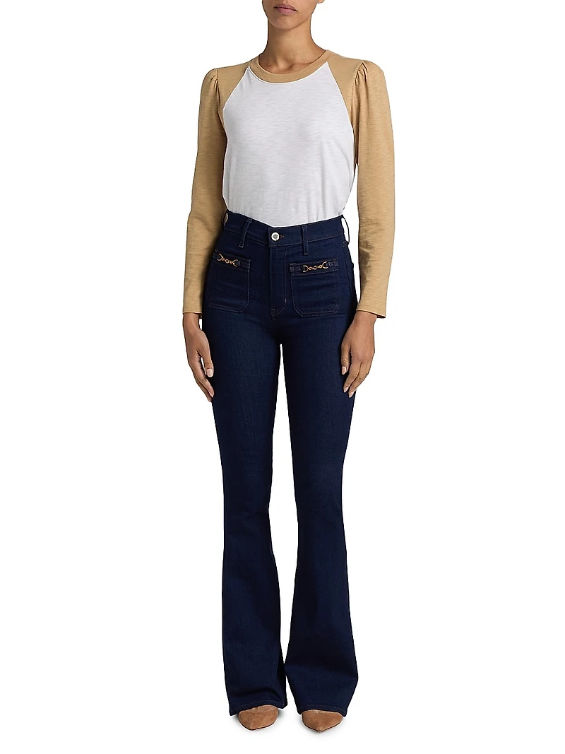 Beverly Chain-Detail High-Rise Flare Jeans