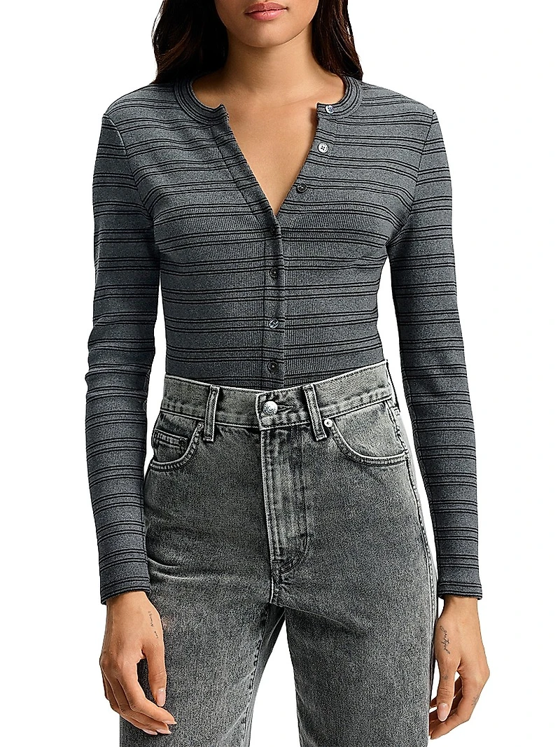 Dilia Striped Button-Front Top