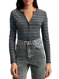 Dilia Striped Button-Front Top
