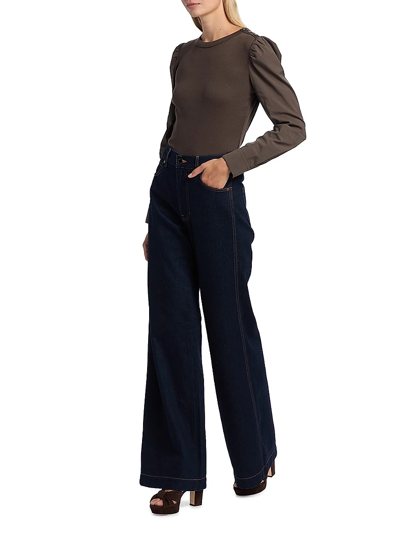 Kasey Mid-Rise Wide-Leg Jeans