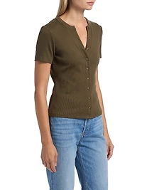Dilia Rib-Knit Stretch Cotton Top