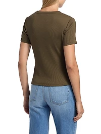 Dilia Rib-Knit Stretch Cotton Top