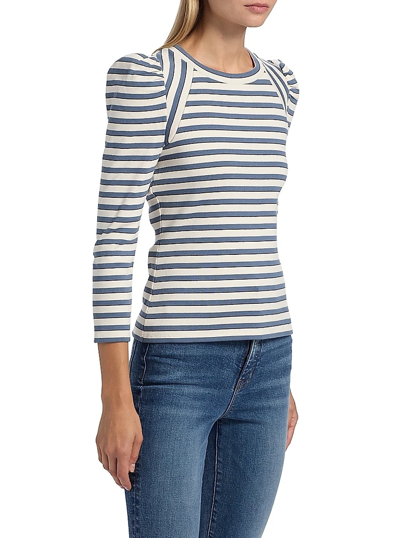 Delano Striped Stretch Cotton Top