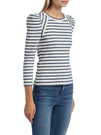 Delano Striped Stretch Cotton Top