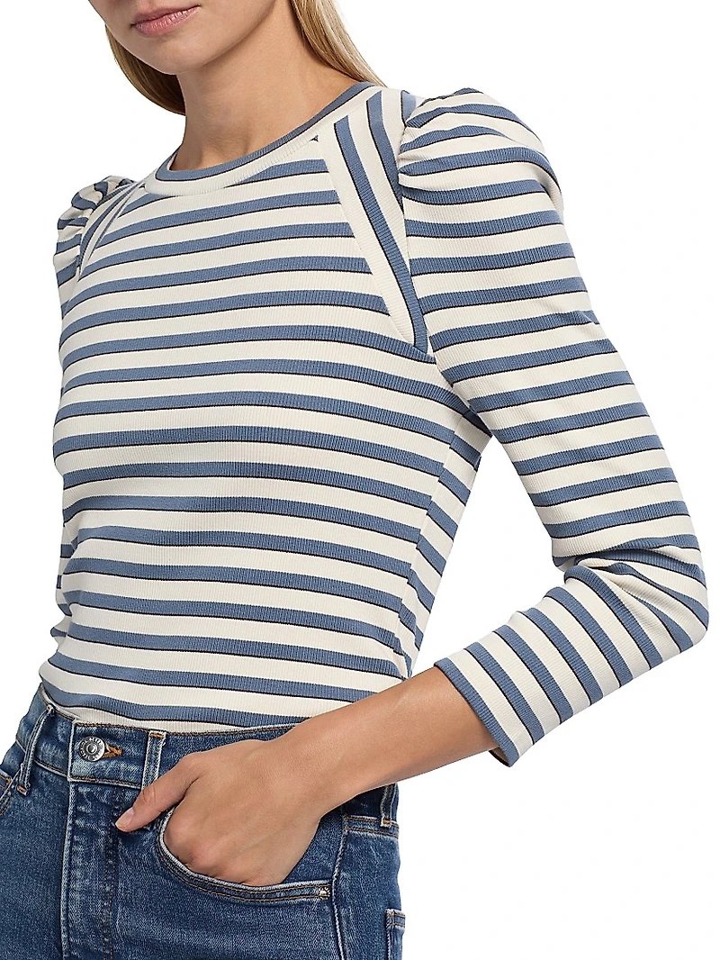 Delano Striped Stretch Cotton Top