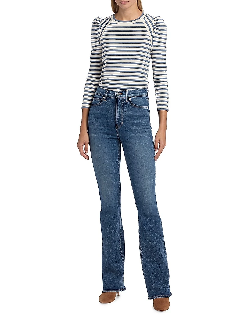Delano Striped Stretch Cotton Top