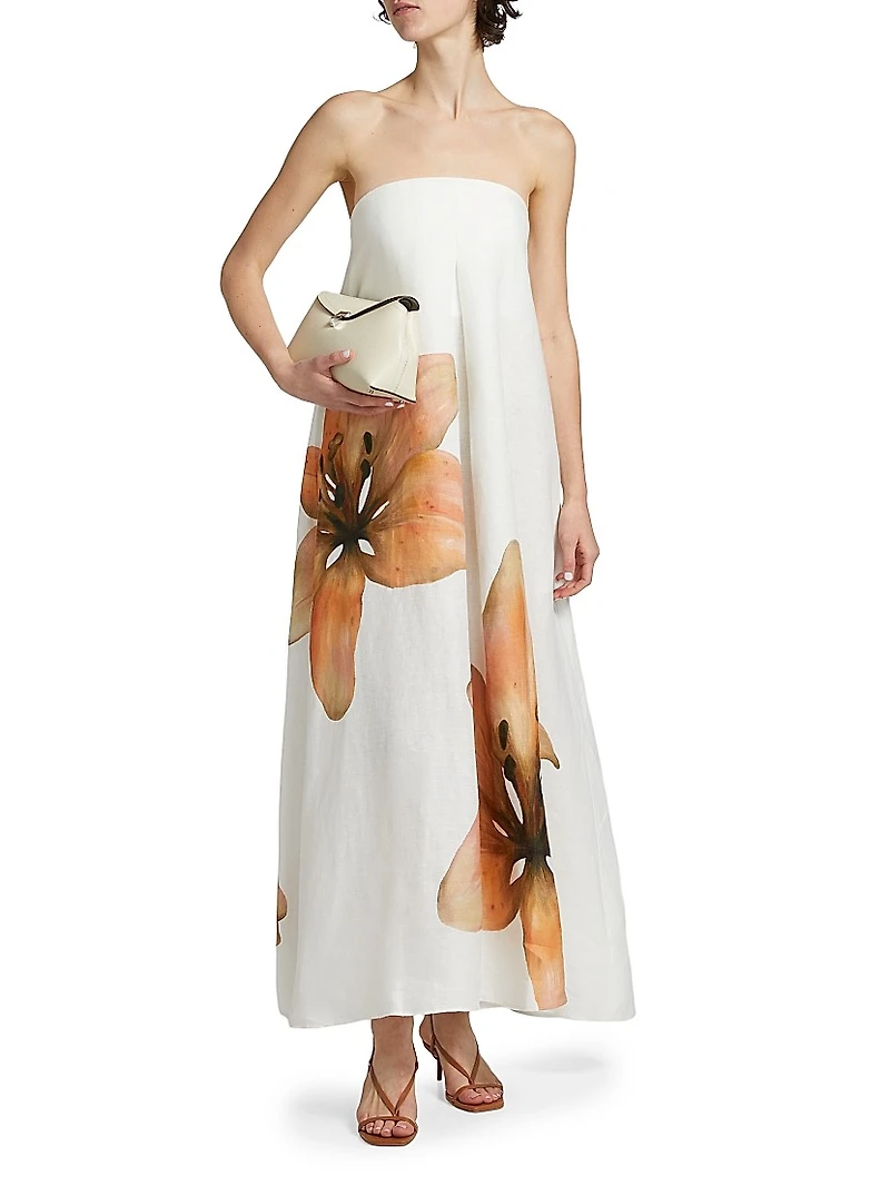 Parisa Bandeau Linen A-Line Maxi Dress