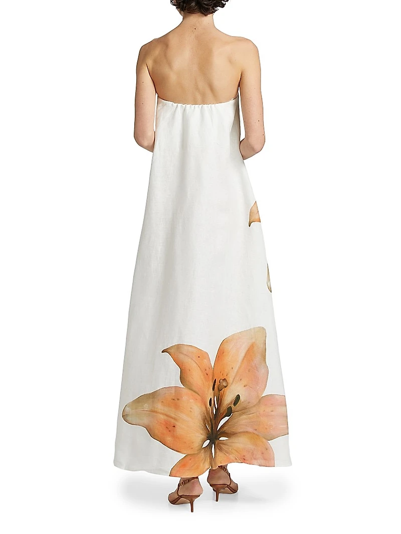 Parisa Bandeau Linen A-Line Maxi Dress