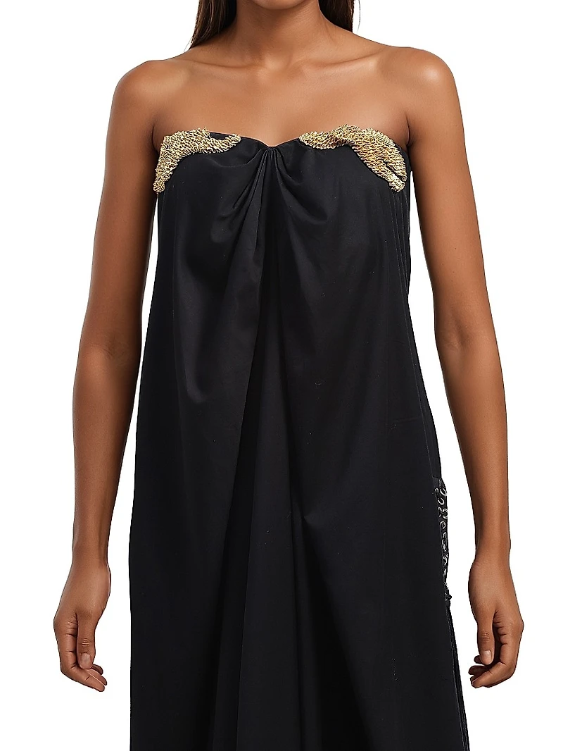 Strapless Cotton Tube Maxi Dress