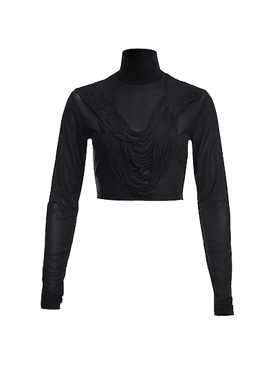 Necklace Turtleneck Mesh Top