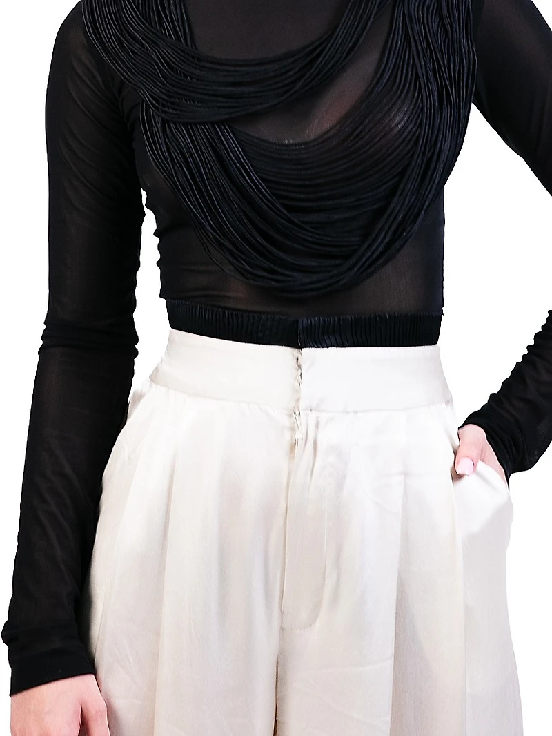 Necklace Turtleneck Mesh Top