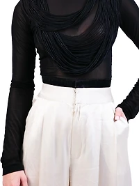 Necklace Turtleneck Mesh Top