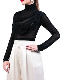 Necklace Turtleneck Mesh Top