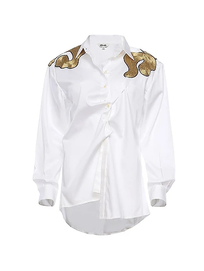 Metallic Embroidered Cotton Shirt