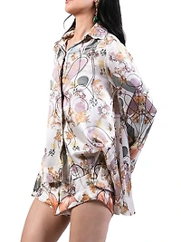 Printed Silk High-Low Shirt