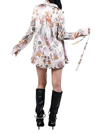 Printed Silk High-Low Shirt