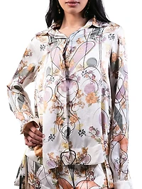 Printed Silk High-Low Shirt