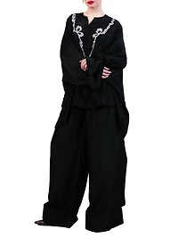 Embellished Embroidered Silk Boxy Tunic