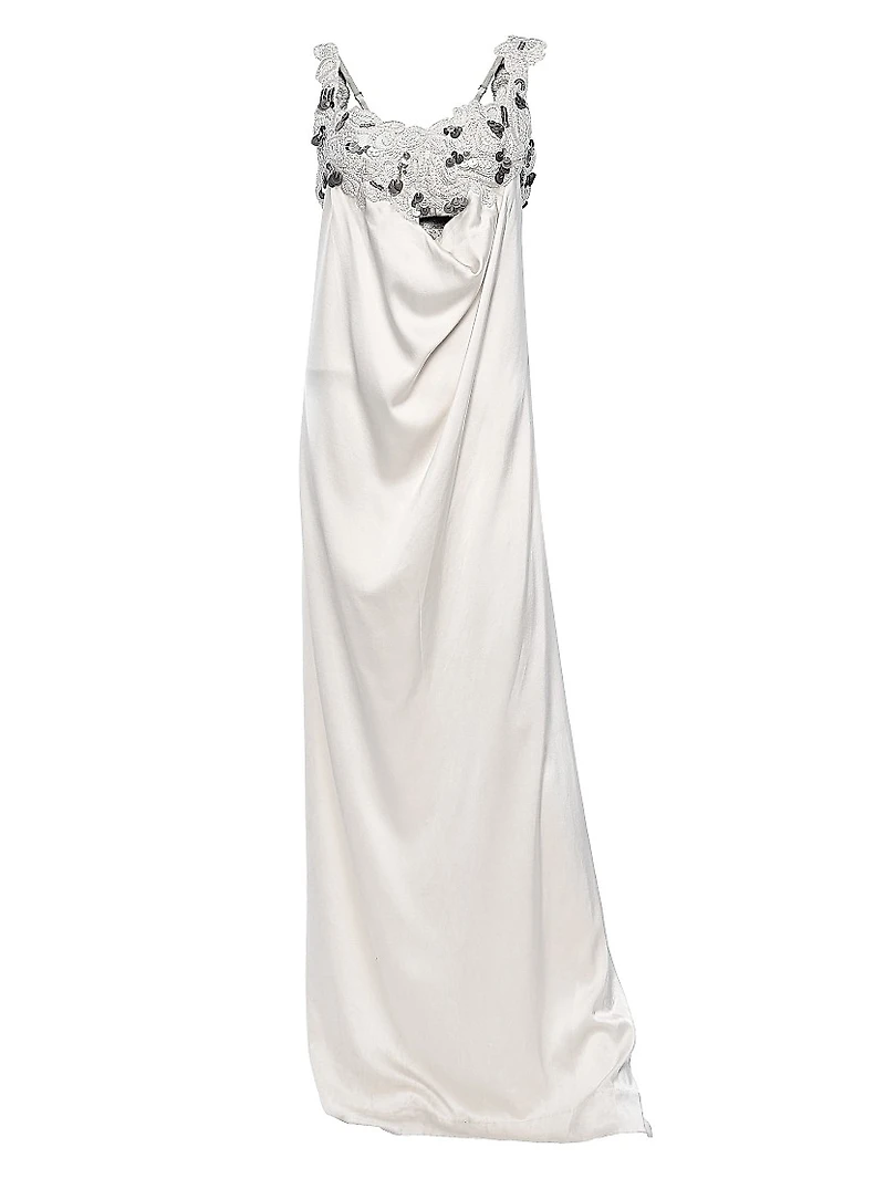 Embellished Embroidered Silk Maxi Dress