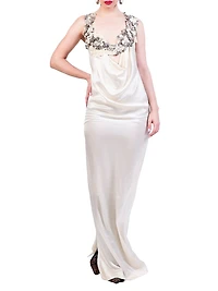 Embellished Embroidered Silk Maxi Dress
