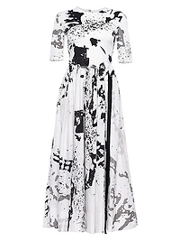 Printed Stretch-Cotton Maxi Dress
