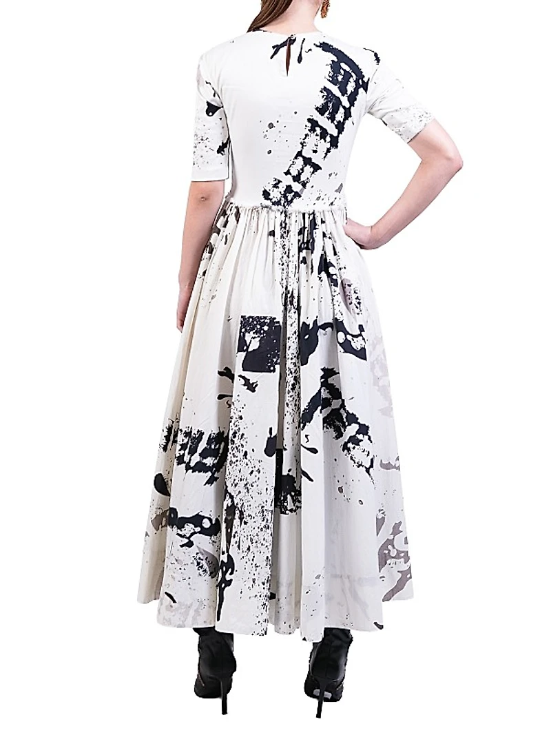 Printed Stretch-Cotton Maxi Dress