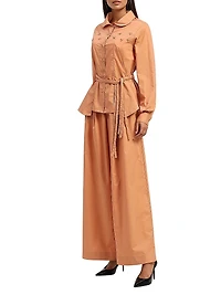 Cotton Panelled Tie-Waist Shirt