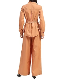 Cotton Panelled Tie-Waist Shirt