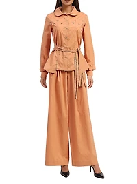 Cotton Panelled Tie-Waist Shirt