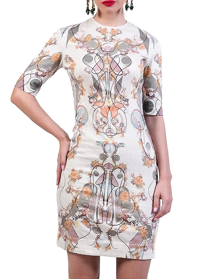 Printed Stretch-Cotton Minidress
