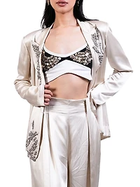 Embroidered Silk Blazer