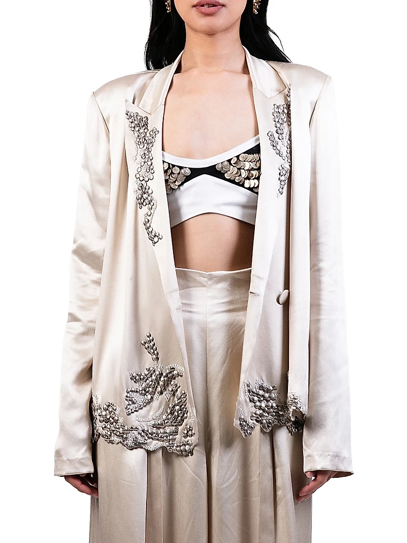 Embroidered Silk Blazer