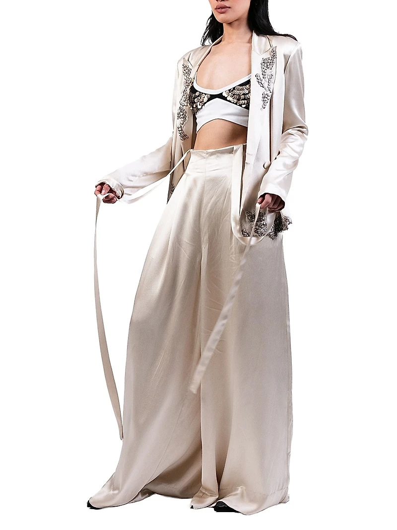 Embroidered Silk Blazer