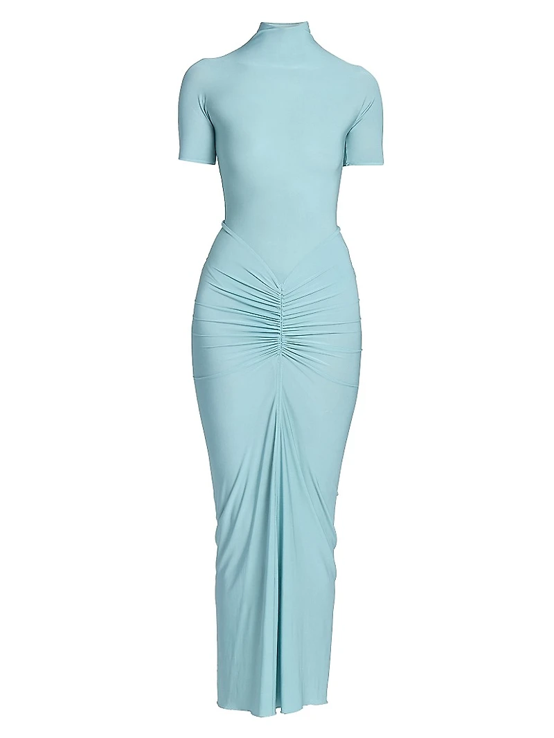 Draped Body-Con Maxi Dress
