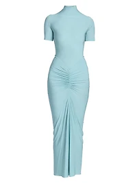 Draped Body-Con Maxi Dress