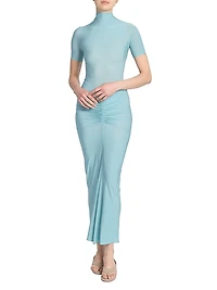 Draped Body-Con Maxi Dress