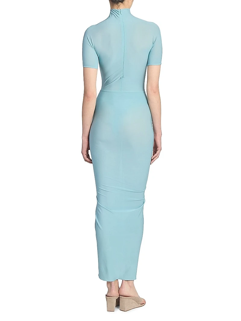 Draped Body-Con Maxi Dress