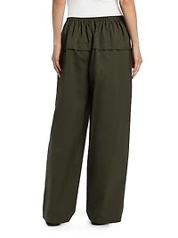 Cotton Peplum Wide-Leg Pants