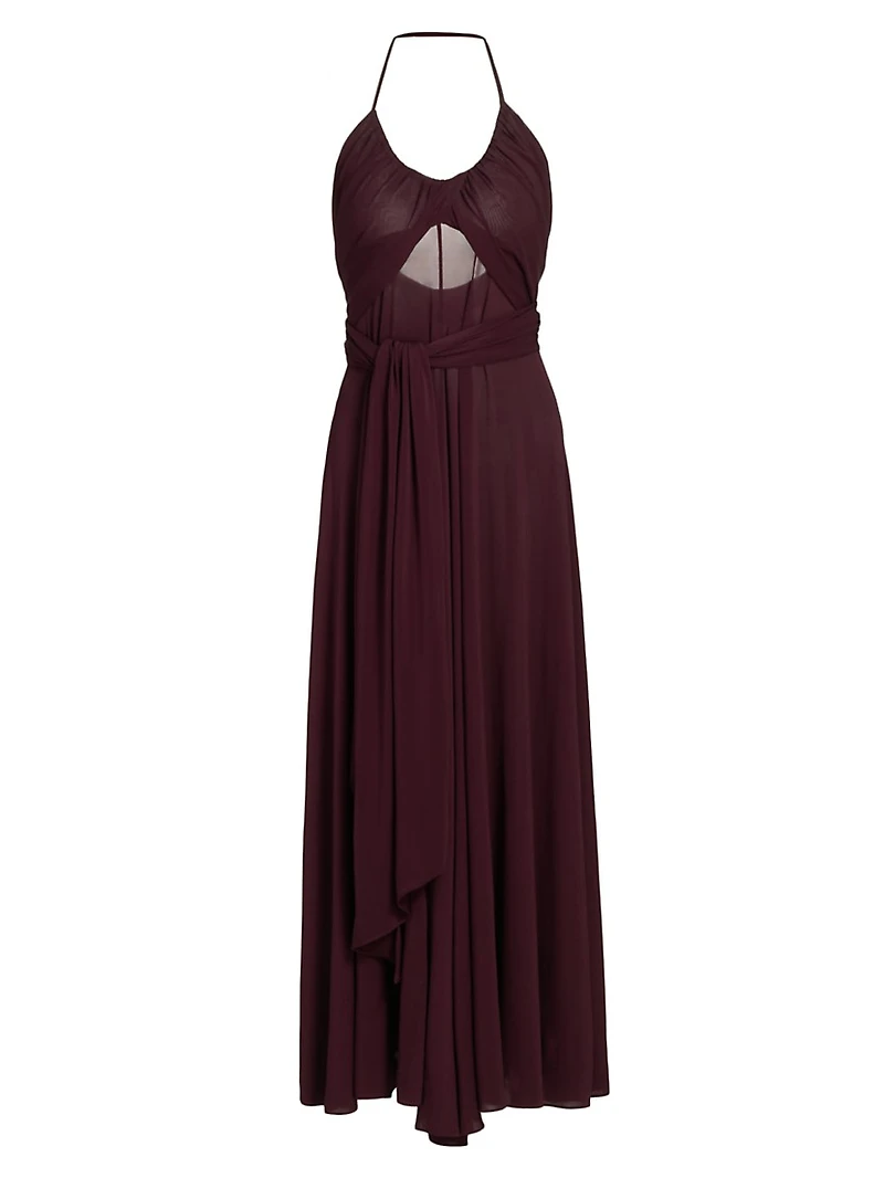 Cross Mesh Halter Midi-Dress