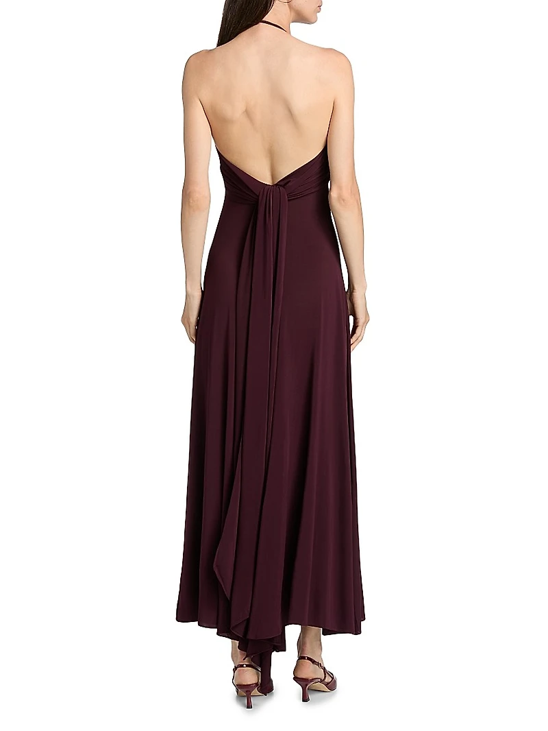 Cross Mesh Halter Midi-Dress